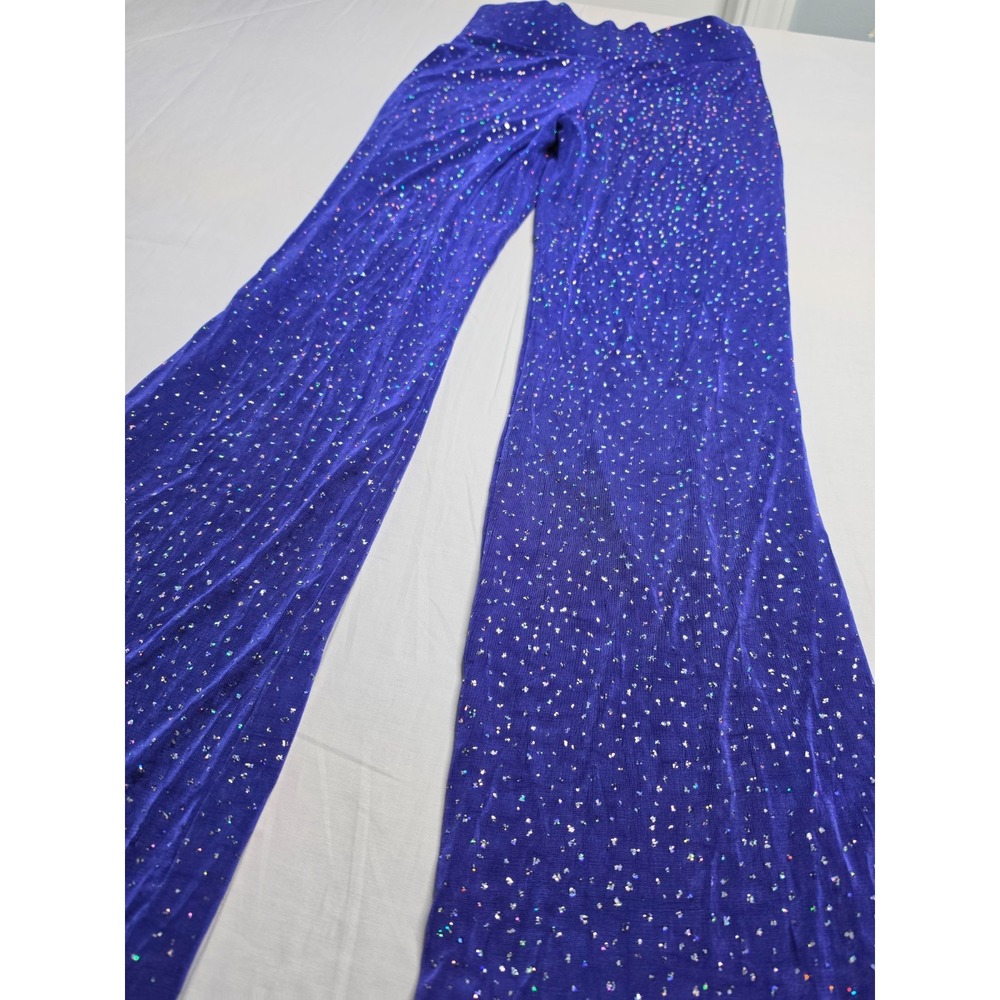 Women's Flared Leg Pants 26 Royal Blue Stretch Elastic Waist Pull On Outdoor - Picture 4 of 6